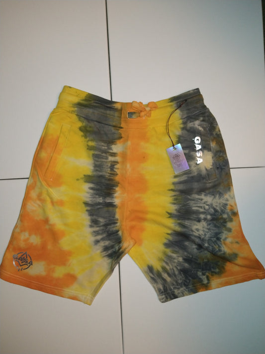 GASA tie-dye shorts orange/grey/wht