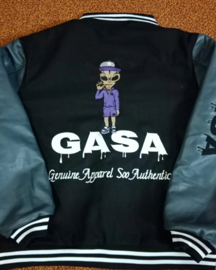 GASA Varcity leather jacket with alien